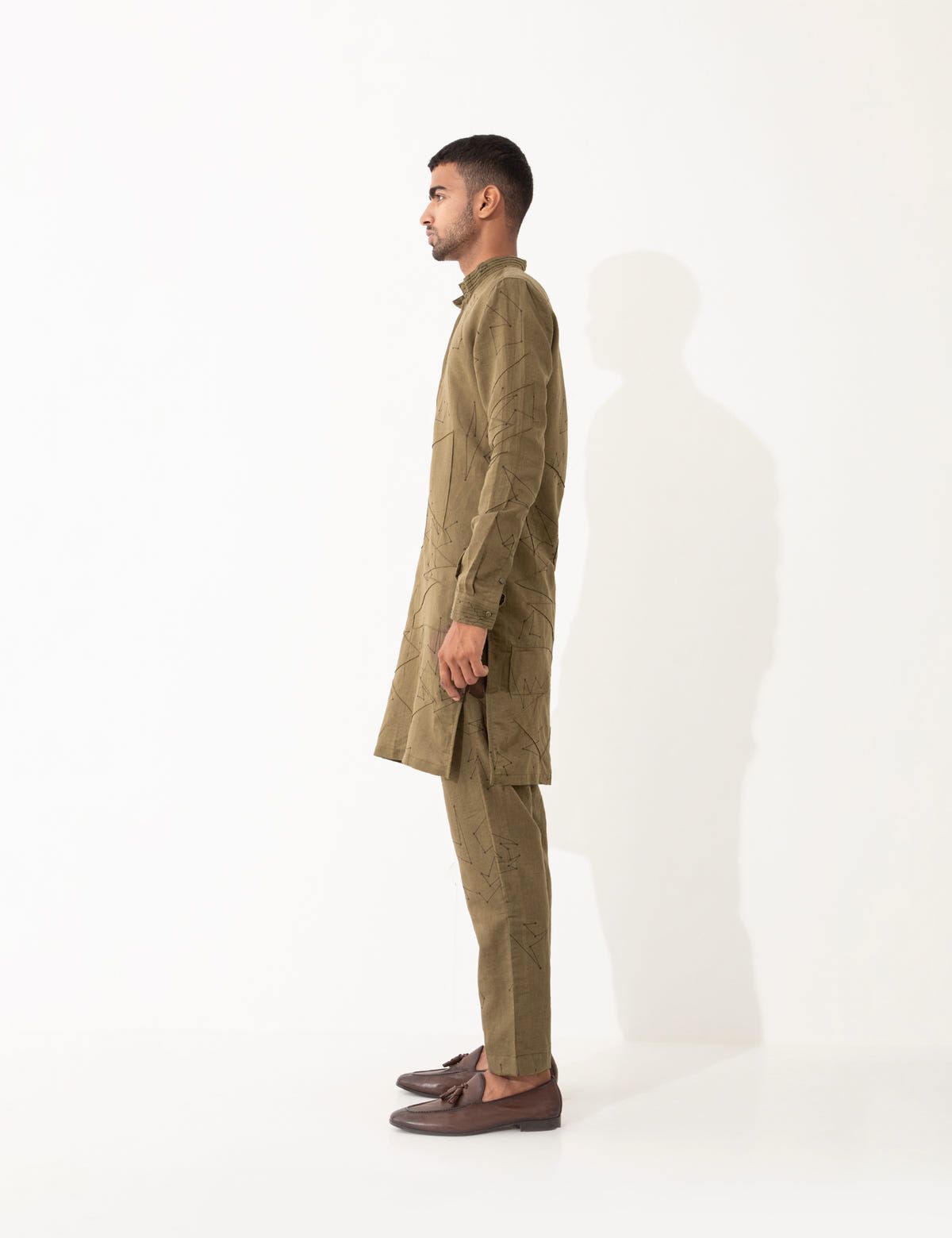 EVANS DOT TO DOT KURTA SET- BROWN - image 4