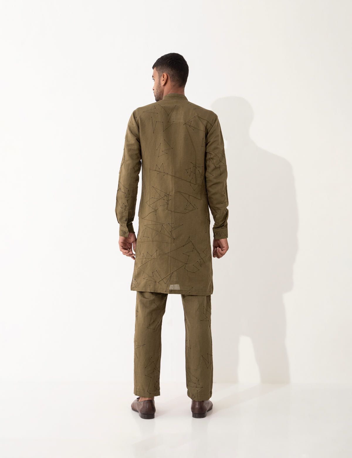 EVANS DOT TO DOT KURTA SET- BROWN - image 5