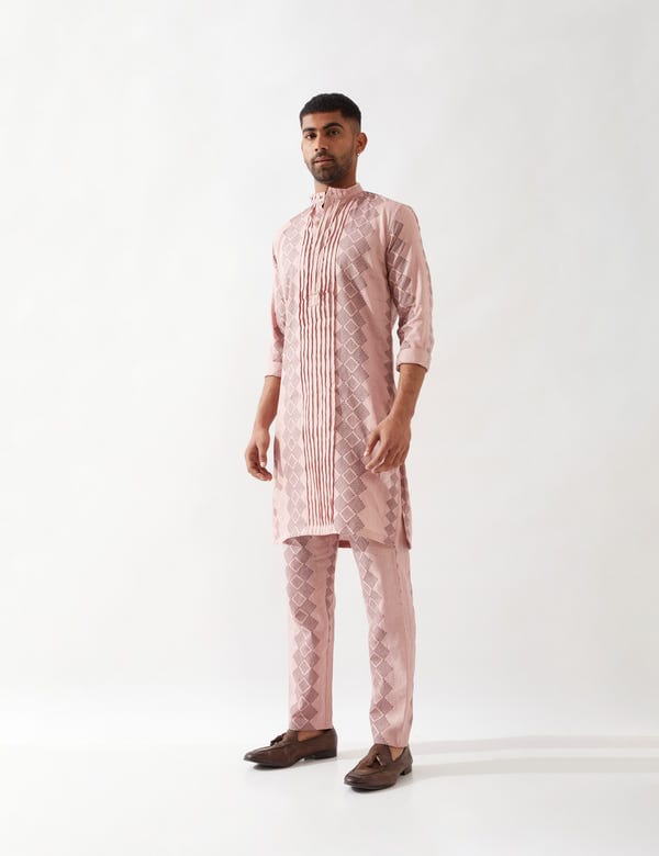 SON OF A NOBLE - SNOB — ZAKE BARBED KURTA SET - PINK
