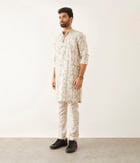 HALLES GRID FLORAL KURTA SET - IVORY view 2