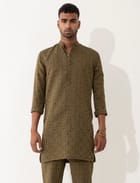 ZANDER CHECKER KURTA - BROWN view 1