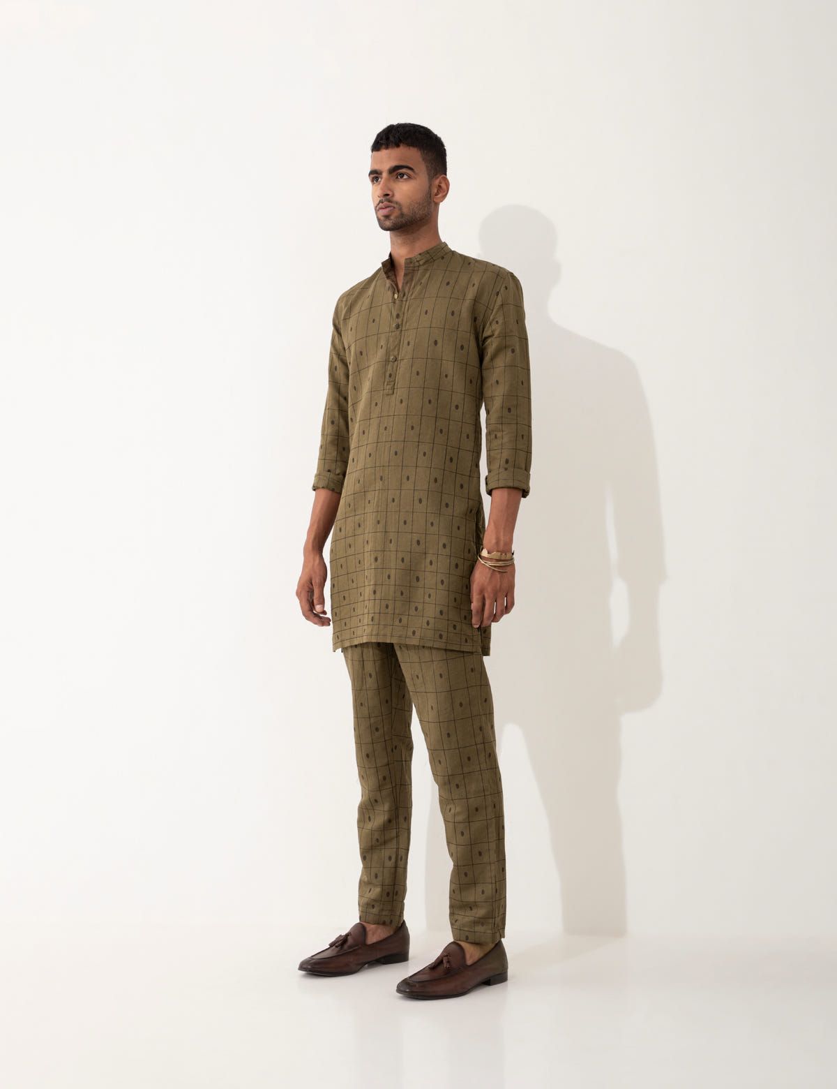 ZANDER CHECKER KURTA - BROWN - image 2
