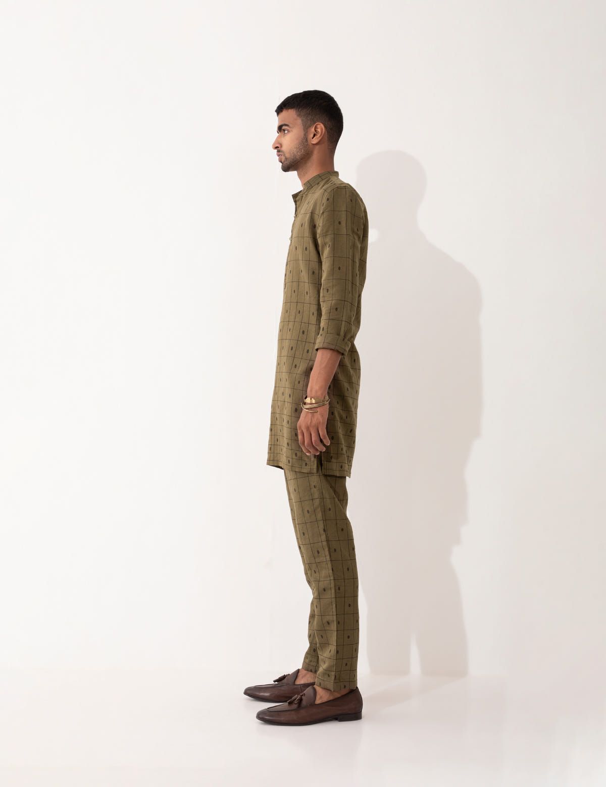 ZANDER CHECKER KURTA - BROWN - image 3