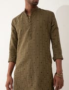 ZANDER CHECKER KURTA - BROWN view 6