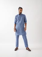 JENSON WINDOW CHECK KURTA SET - BLUE view 2