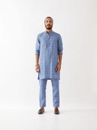 JENSON WINDOW CHECK KURTA SET - BLUE view 3