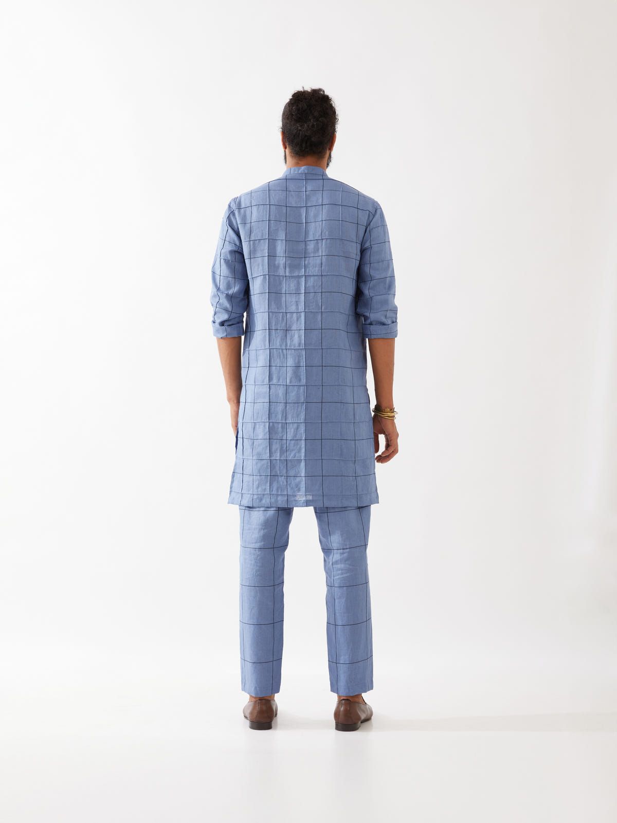 JENSON WINDOW CHECK KURTA SET - BLUE - image 5