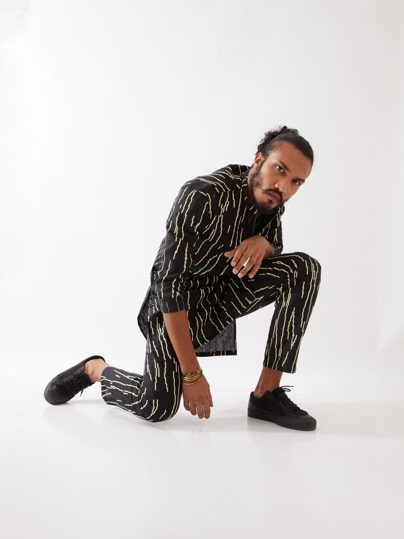 LUIS RAIN KURTA  - BLACK