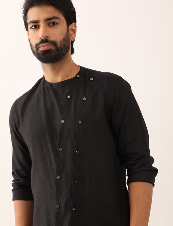 SON OF A NOBLE - SNOB — AYUSH KURTA  - BLACK