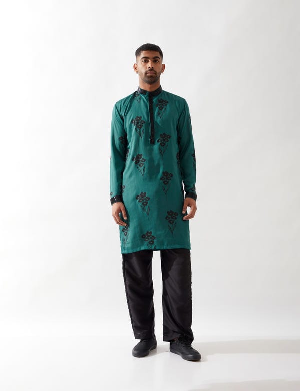 SON OF A NOBLE - SNOB — ZANE FARM KURTA SET - EMERALD