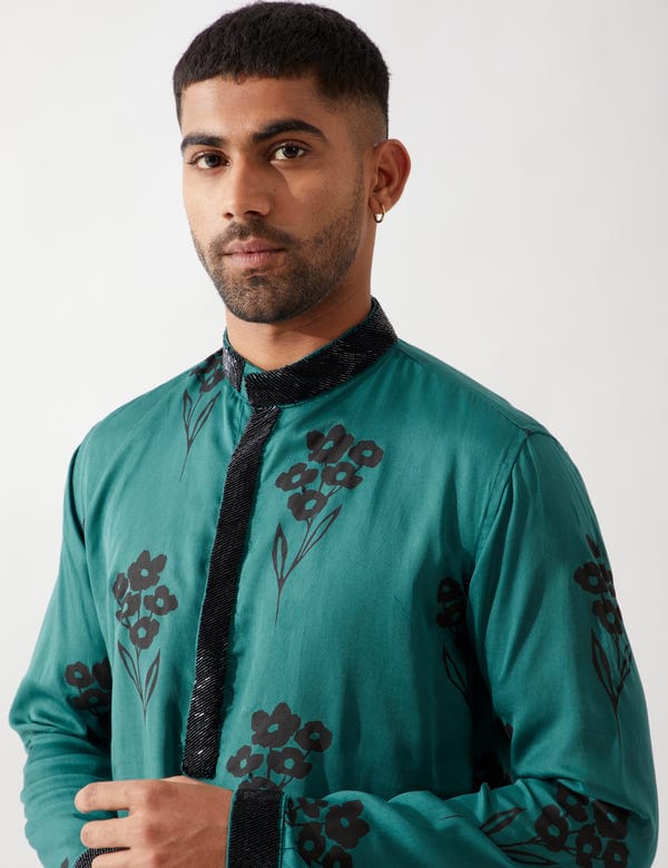 SON OF A NOBLE - SNOB — ZANE FARM KURTA SET - EMERALD