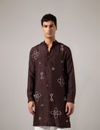 John Hand Embroidered Kurta Set - Brown view 1