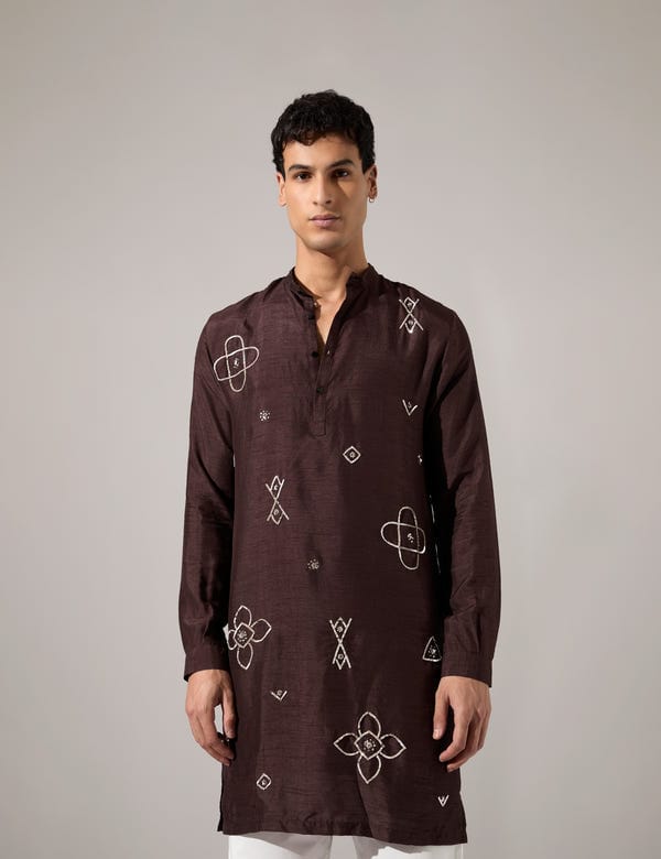 SON OF A NOBLE - SNOB — John Hand Embroidered Kurta Set - Brown