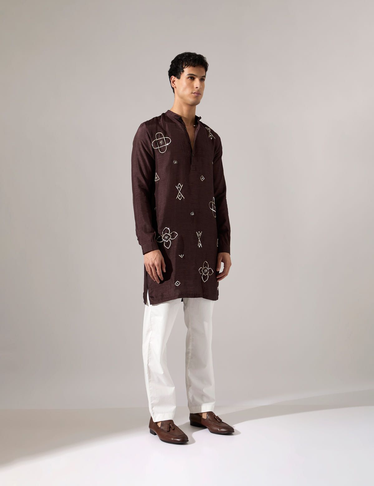 John Hand Embroidered Kurta Set - Brown - image 2