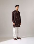 John Hand Embroidered Kurta Set - Brown view 2