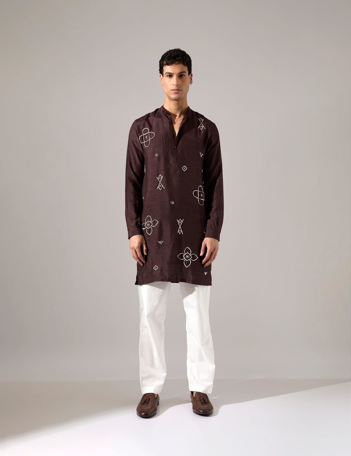 John Hand Embroidered Kurta Set - Brown - image 3