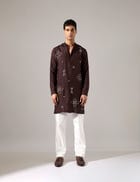 John Hand Embroidered Kurta Set - Brown view 3