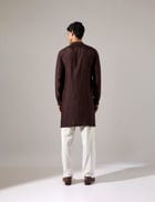 John Hand Embroidered Kurta Set - Brown view 4