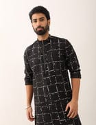 NAKUL TETRIS KURTA - BLACK view 1