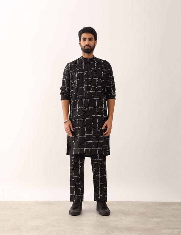 SON OF A NOBLE - SNOB — NAKUL TETRIS KURTA - BLACK