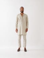 RYDER HOUNDSTOOTH KURTA SET - IVORY view 2