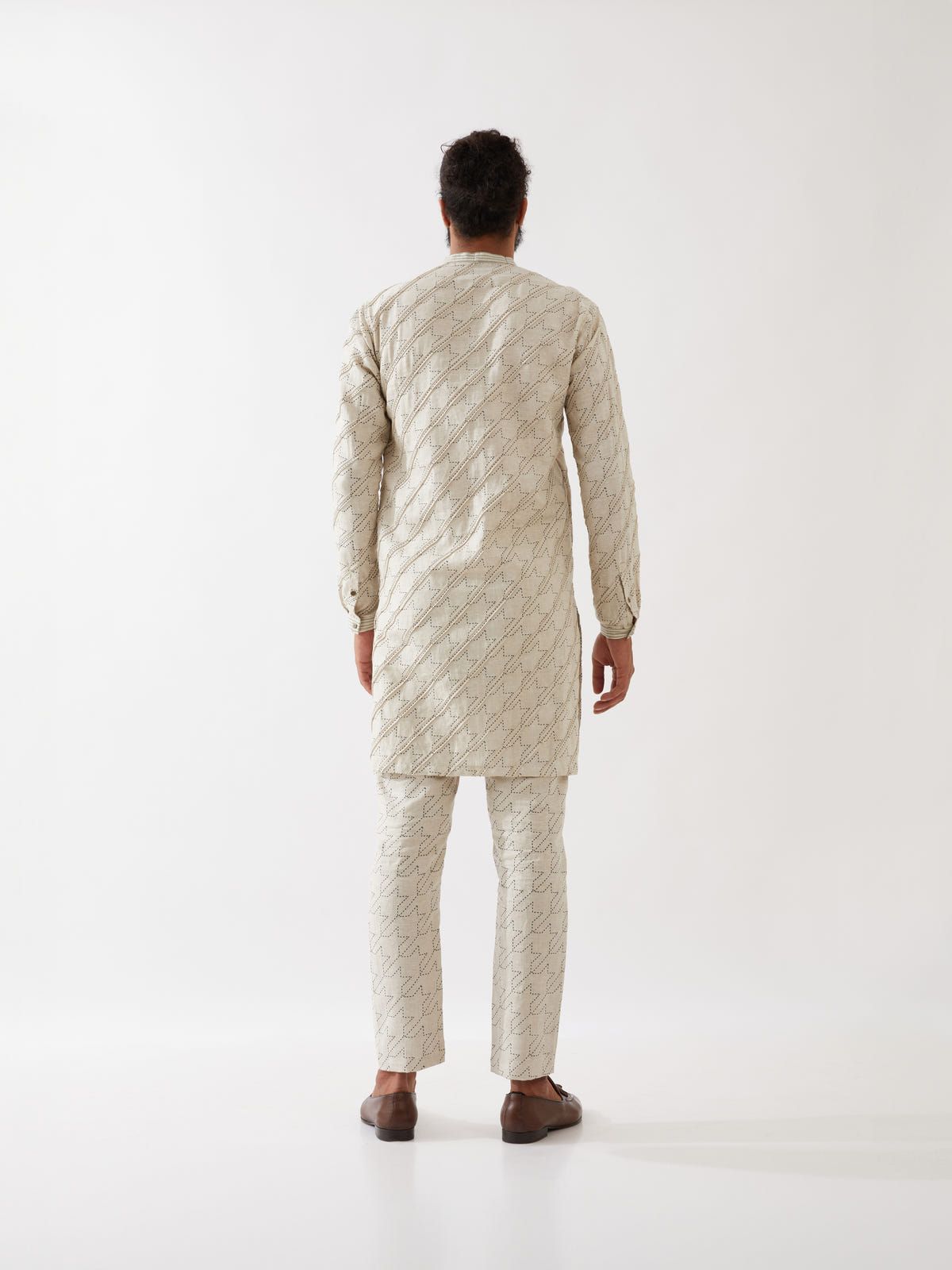 RYDER HOUNDSTOOTH KURTA SET - IVORY - image 4