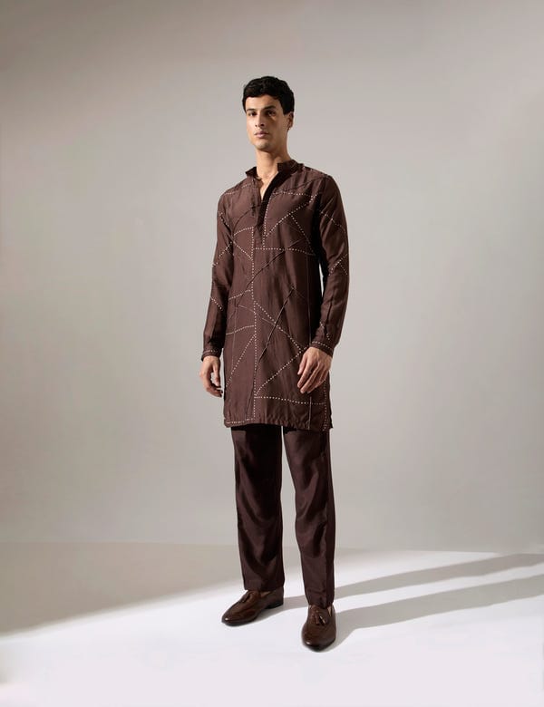 SON OF A NOBLE - SNOB — Abelard Riplee Kurta Set - Bark