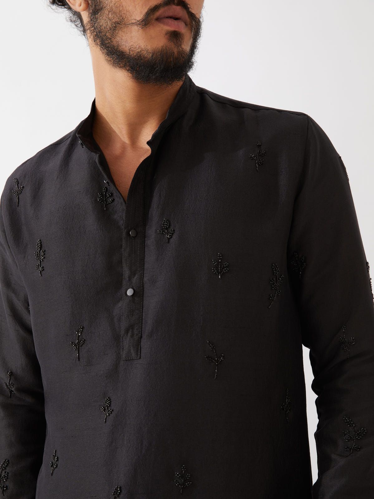PAXTON SILK KURTA SET - BLACK - image 2