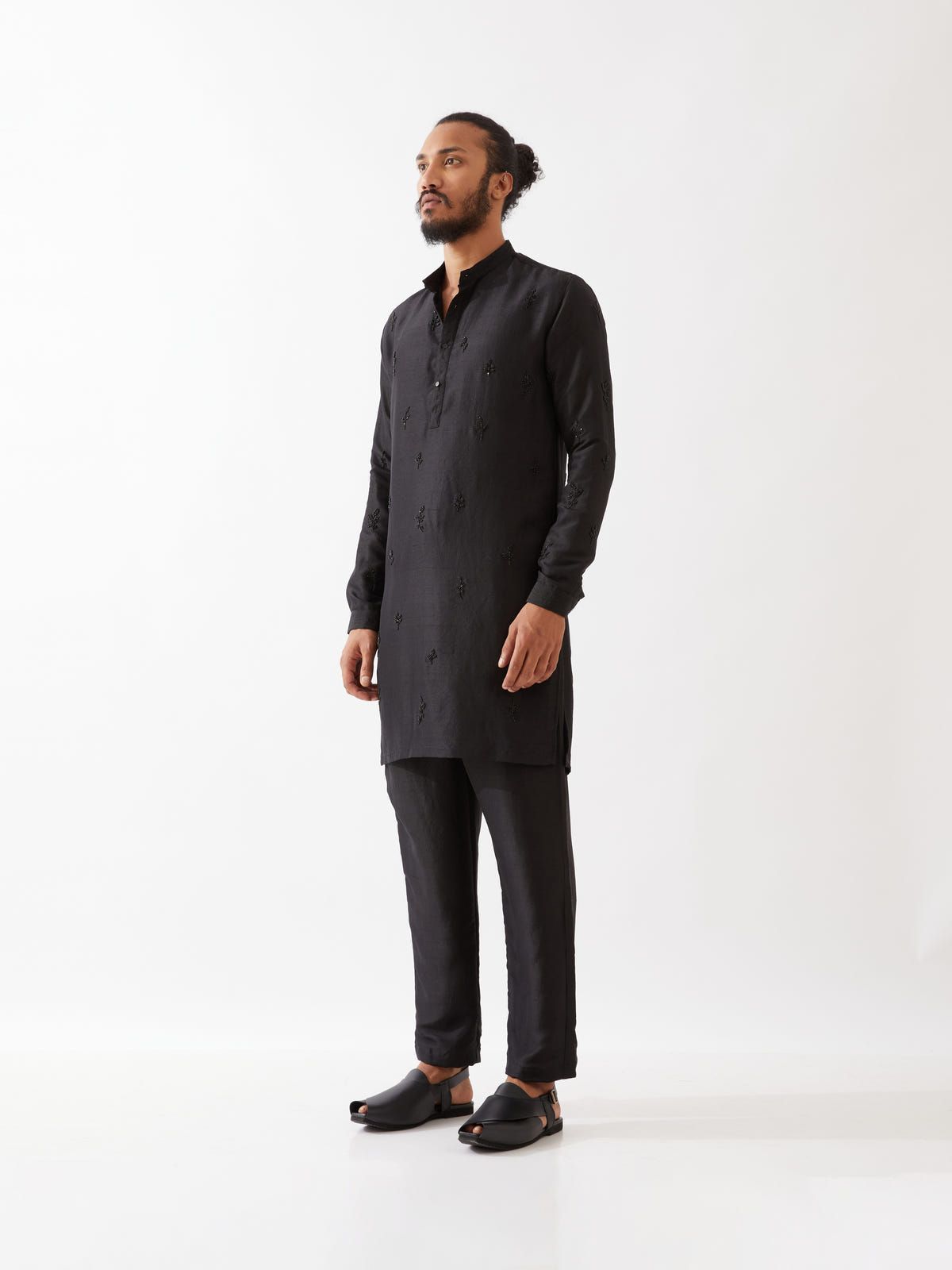 PAXTON SILK KURTA SET - BLACK - image 3