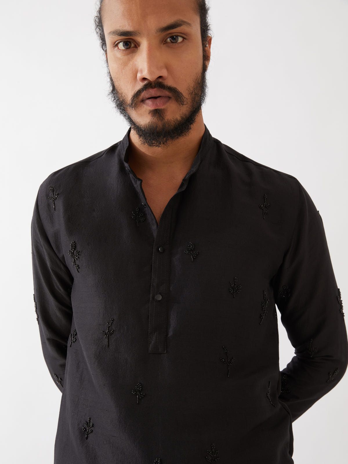 PAXTON SILK KURTA SET - BLACK - image 6