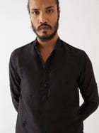 PAXTON SILK KURTA SET - BLACK view 6