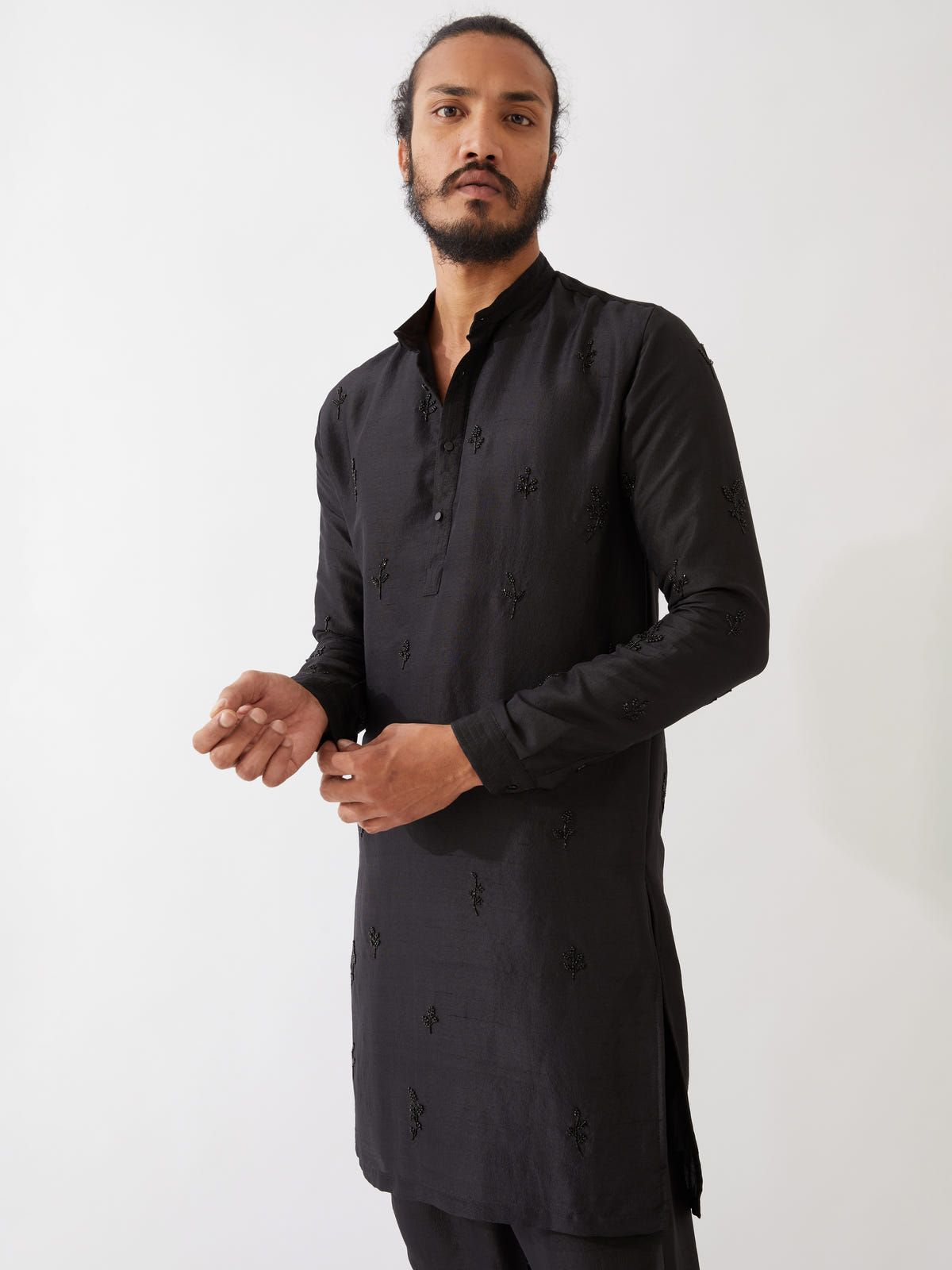 PAXTON SILK KURTA SET - BLACK - image 7