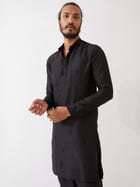 PAXTON SILK KURTA SET - BLACK view 7