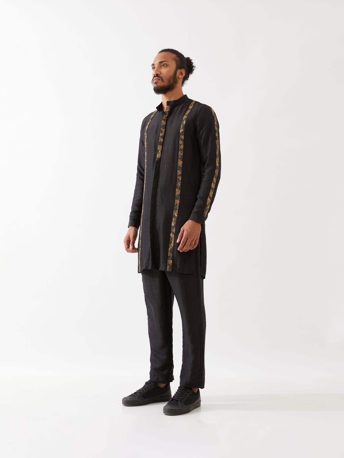 AVERY SILK KURTA SET - BLACK - image 1