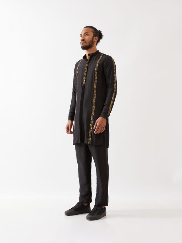 SON OF A NOBLE - SNOB — AVERY SILK KURTA SET - BLACK