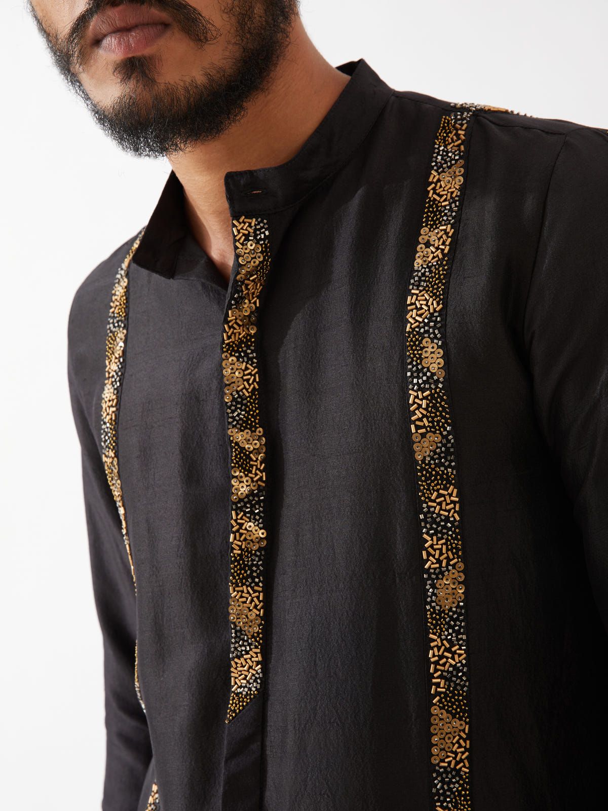 AVERY SILK KURTA SET - BLACK - image 2