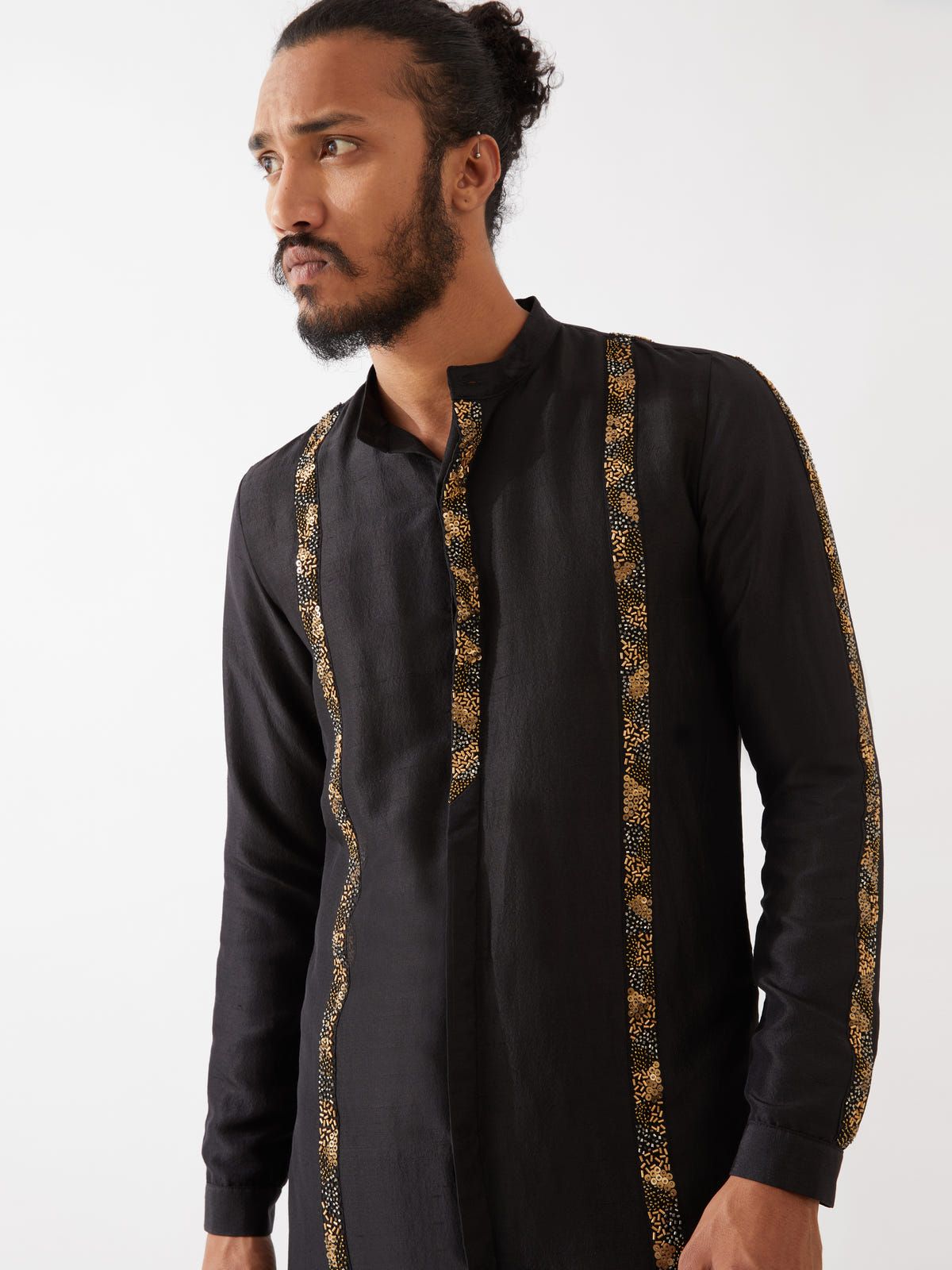 AVERY SILK KURTA SET - BLACK - image 6
