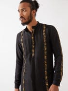AVERY SILK KURTA SET - BLACK view 6