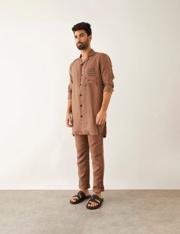 SON OF A NOBLE - SNOB — BAB KURTA - BROWN