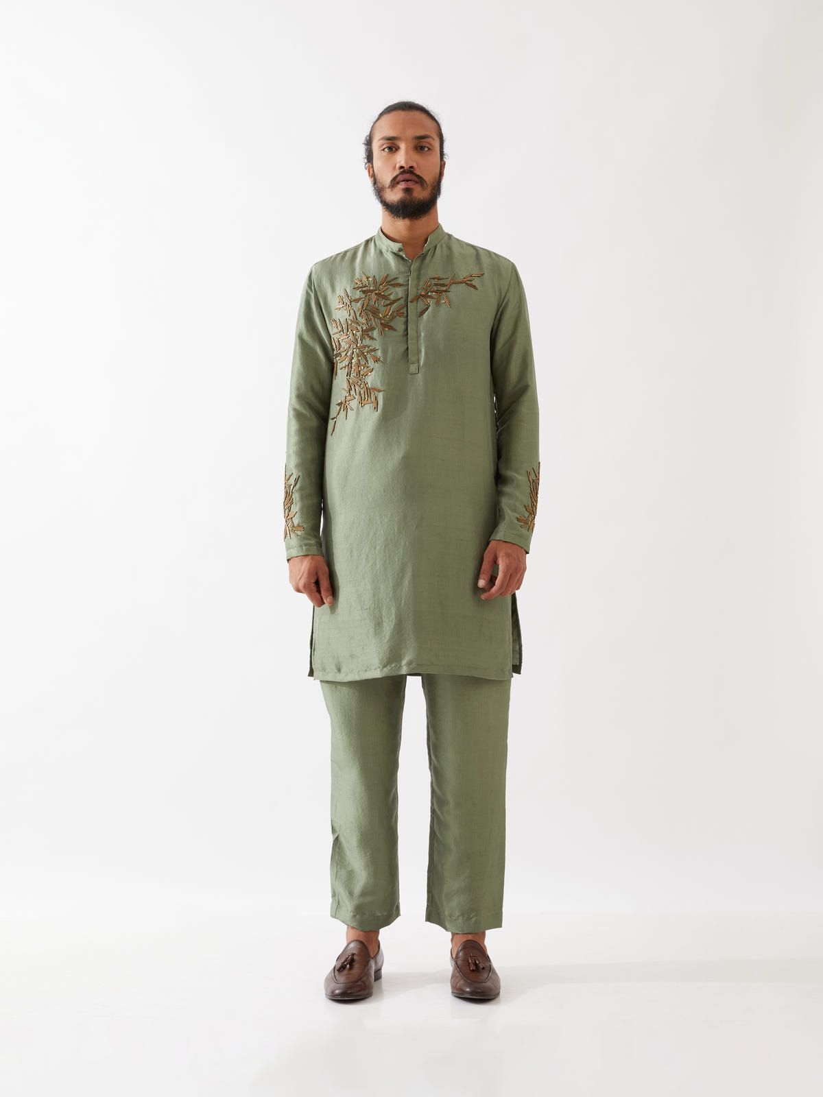 BRODY SILK KURTA SET - GREEN - image 1