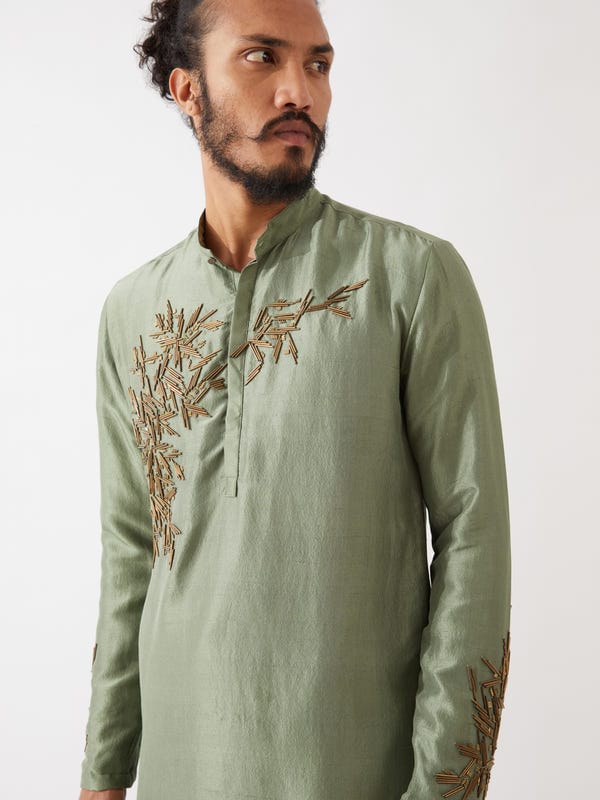 SON OF A NOBLE - SNOB — BRODY SILK KURTA SET - GREEN