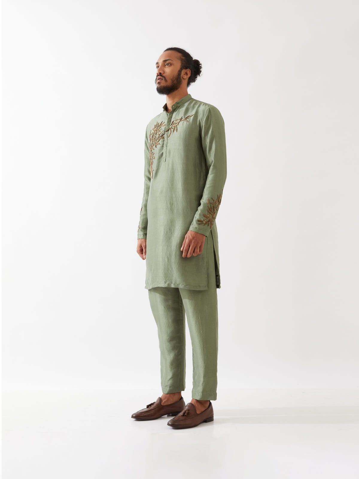 BRODY SILK KURTA SET - GREEN - image 3