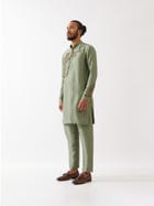 BRODY SILK KURTA SET - GREEN view 3