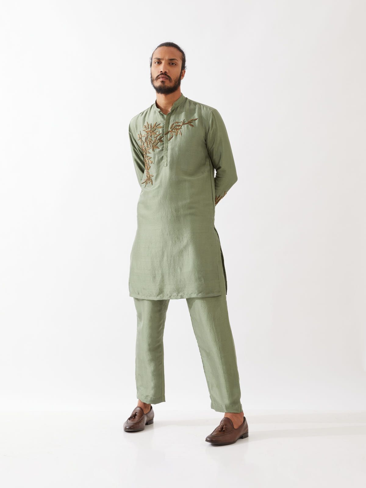 BRODY SILK KURTA SET - GREEN - image 5