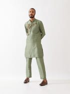 BRODY SILK KURTA SET - GREEN view 5
