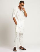 SHERWOOD KURTA BOTANY - WHITE view 5