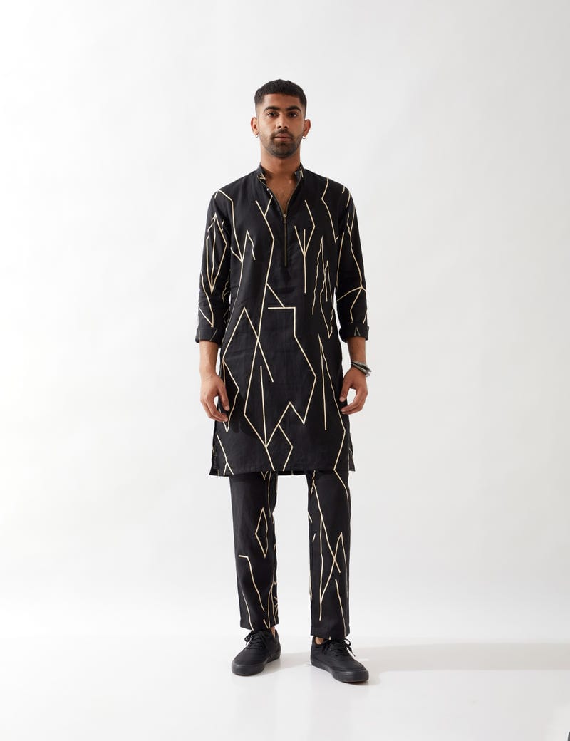 RORY METAL KURTA SET - BLACK
