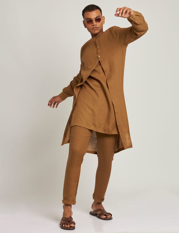 SON OF A NOBLE - SNOB — ANJAR  KURTA - GOLDEN BROWN
