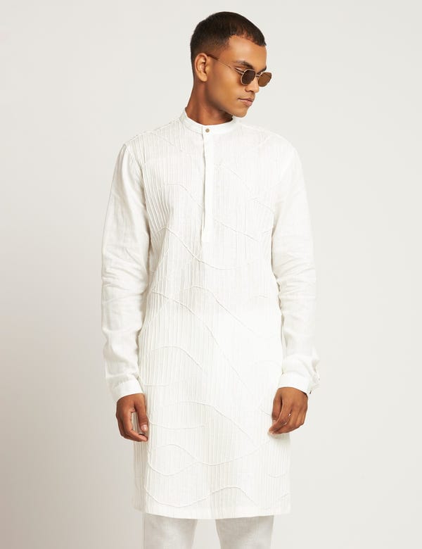 SON OF A NOBLE - SNOB — HISAR KURTA  - WHITE