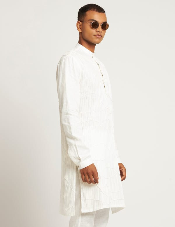 SON OF A NOBLE - SNOB — HISAR KURTA  - WHITE